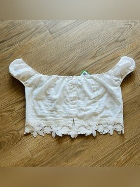 NWT Victoria’s Secret Large White Crop Top Bustier Lace 100% Cotton Petticoat